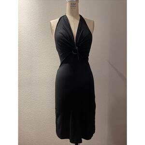 heidi usa, black sparkly halter dress, stretchy, small